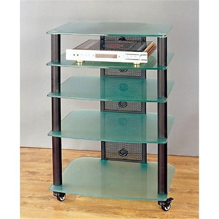 Vti Manufacturing VTI Manufacturing NGR405BF Black Poles 5 Frosted Glass Shelves AV Stand NGR405BF